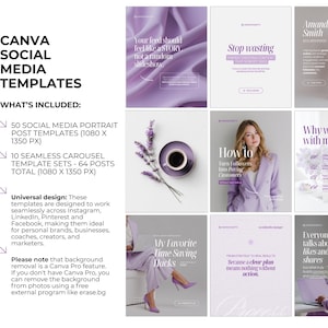 Personal Brand Social Media Canva Templates,Modern Instagram Posts and Carousels, Editable Feminine Theme image 3