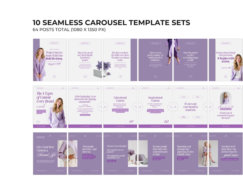 Personal Brand Social Media Canva Templates,Modern Instagram Posts and Carousels, Editable Feminine Theme image 5