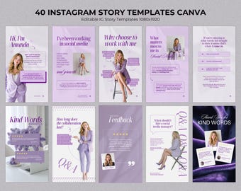 40 Instagram Story Templates Canva | Editable IG Story Templates 1080x1920 | Social Media Story Kit | Instant Download
