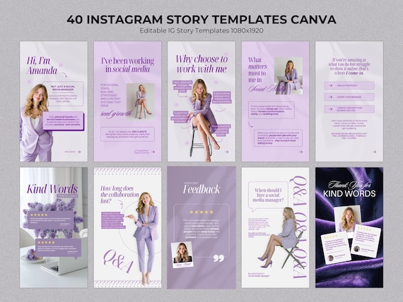 40 Instagram Story Templates Canva | Editable IG Story Templates 1080x1920 | Social Media Story Kit | Instant Download