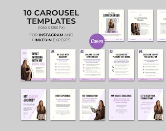 LinkedIn Instagram Carousel Templates, Business Social Media Posts (Canva)