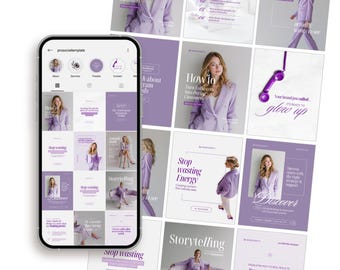 Szablony Canva do mediów społecznościowych dla marki osobistej, nowoczesne posty i karuzele na Instagramie, edytowalny motyw kobiecy