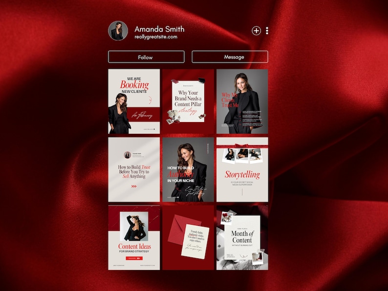 Burgundy Canva Instagram Templates – 50 Editable Social Media Posts ...