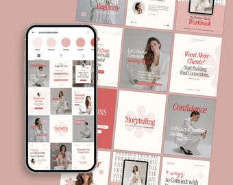 Personal Brand Social Media Canva Templates, Instagram Posts , Reels Covers, Carousels, Editable Feminine Business Instagram Kit,Pink Bundle