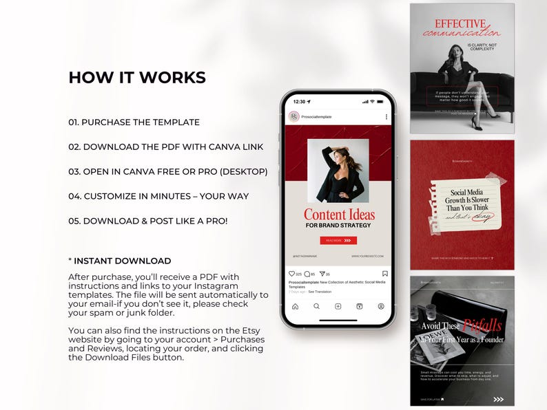 Burgundy Canva Instagram Templates – 50 Editable Social Media Posts ...
