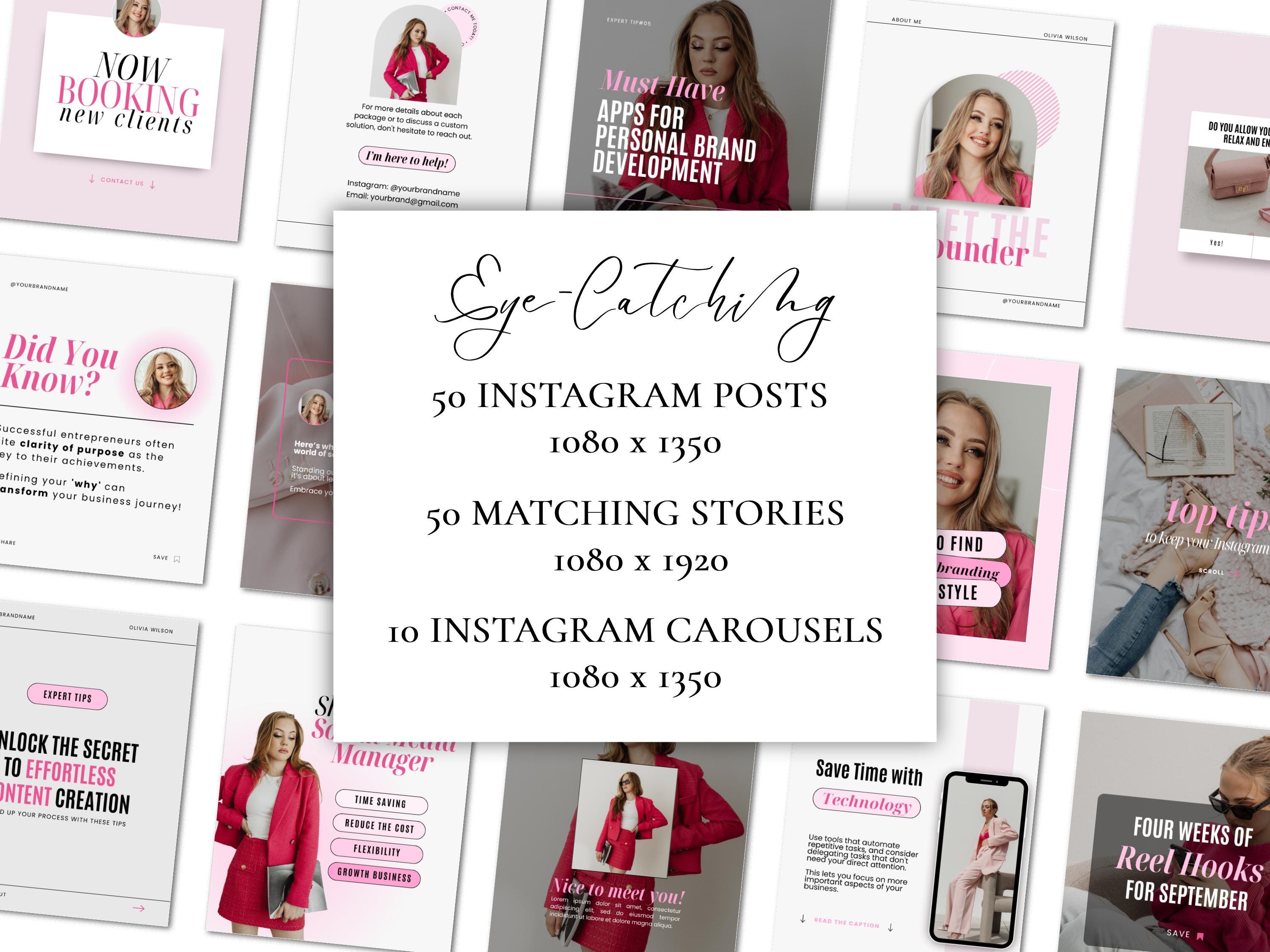 Pink Instagram Post Templates, Social Media Canva Templates (digital ...