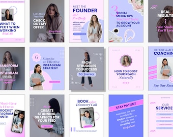 Editable Canva Instagram Templates, Aesthetic Social Media Post & Story Designs, Instagram Branding Kit for Social Media Managers and more