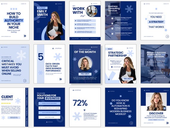 LinkedIn Canva Templates for Business | Clean Professional Social Media Posts | Instagram & Facebook Corporate Design