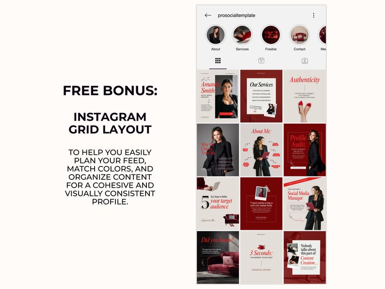 Burgundy Canva Instagram Templates – 50 Editable Social Media Posts ...