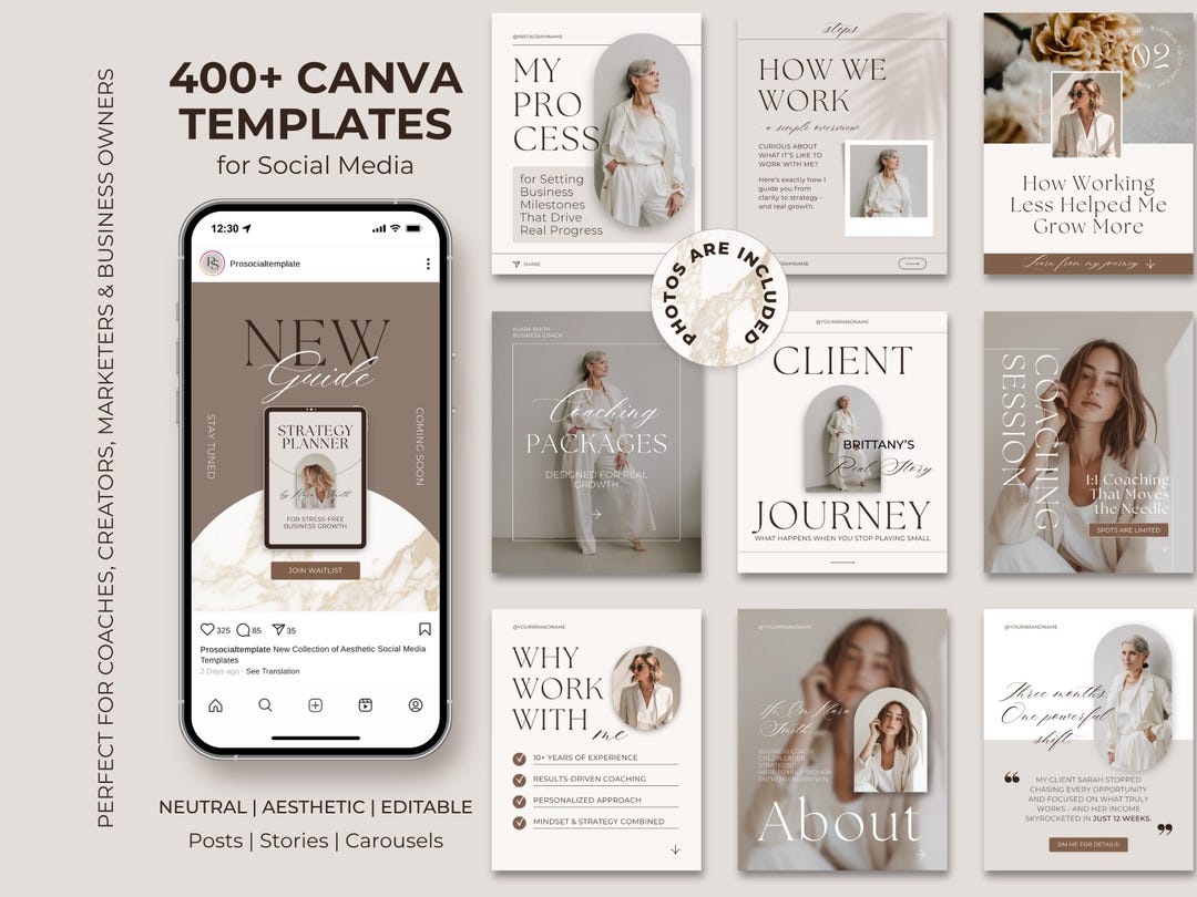 Neutral Instagram Templates | Canva Social Media Kit (digital Download ...