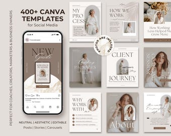 Neutral Instagram Templates | Canva Social Media Kit (Digital Download)