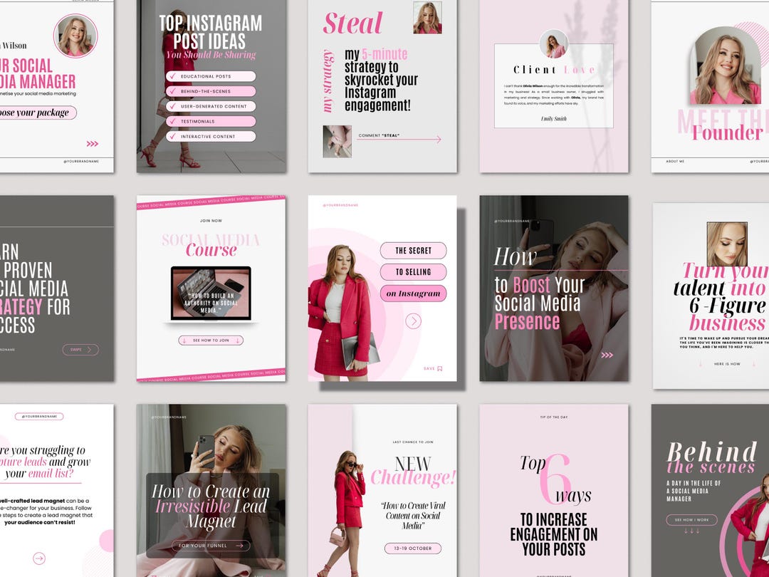 Pink Instagram Post Templates, Social Media Canva Templates (digital ...