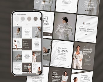 Personal Social Media Canva Templates, Instagram Posts, Reel Covers, Carousels, Editable Neutral Theme, Branding Kit, Beige Clean Bundle