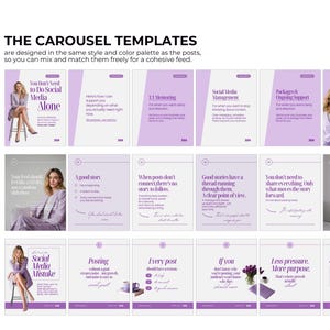 Personal Brand Social Media Canva Templates,Modern Instagram Posts and Carousels, Editable Feminine Theme image 6