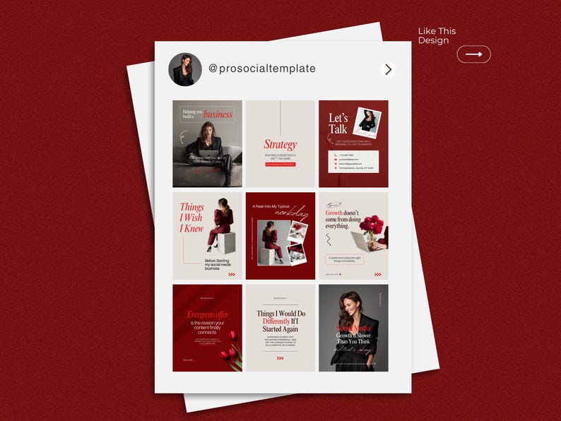 Burgundy Canva Instagram Templates – 50 Editable Social Media Posts ...