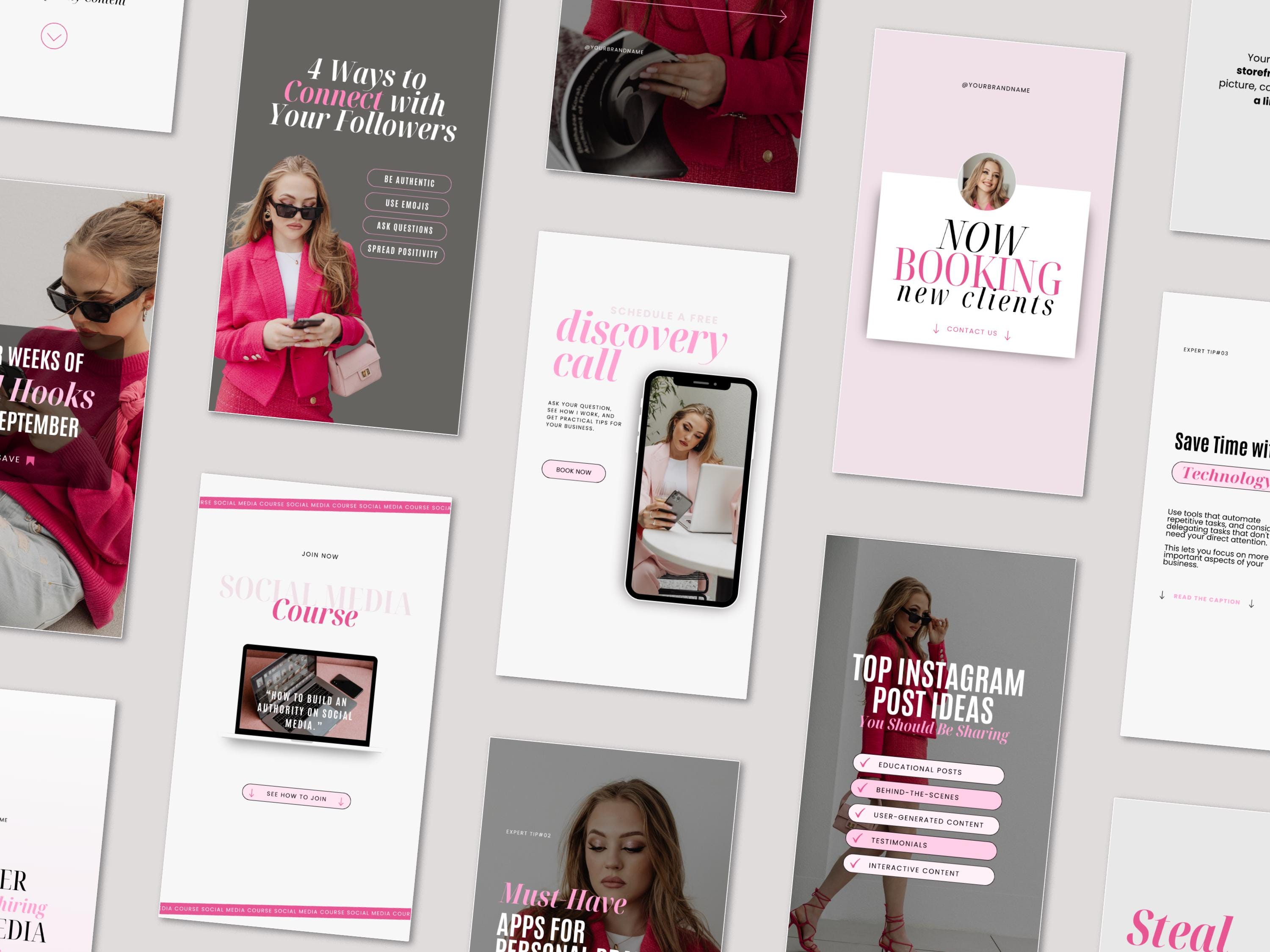 Pink Instagram Post Templates, Social Media Canva Templates (digital ...