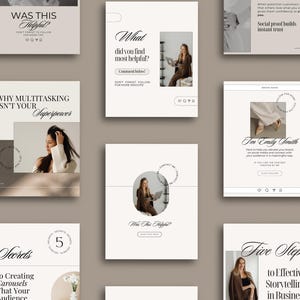 Neutral Instagram Carousel and Post Templates for Small Business and Personal Brand, Editable Canva Template, Educational Seamless Posts,
