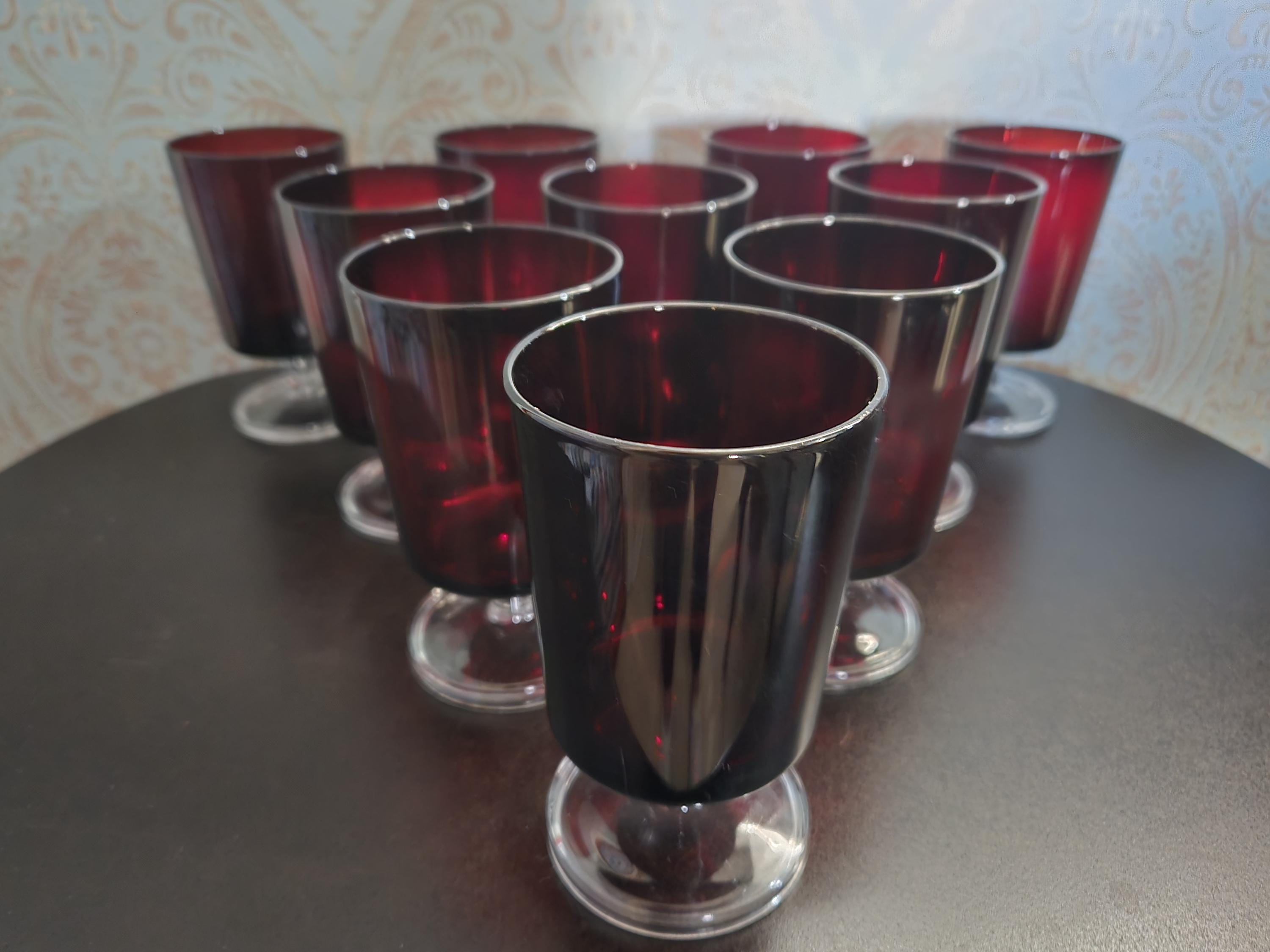 Luminary Arcoro France Ruby Red Water/Wine Goblets