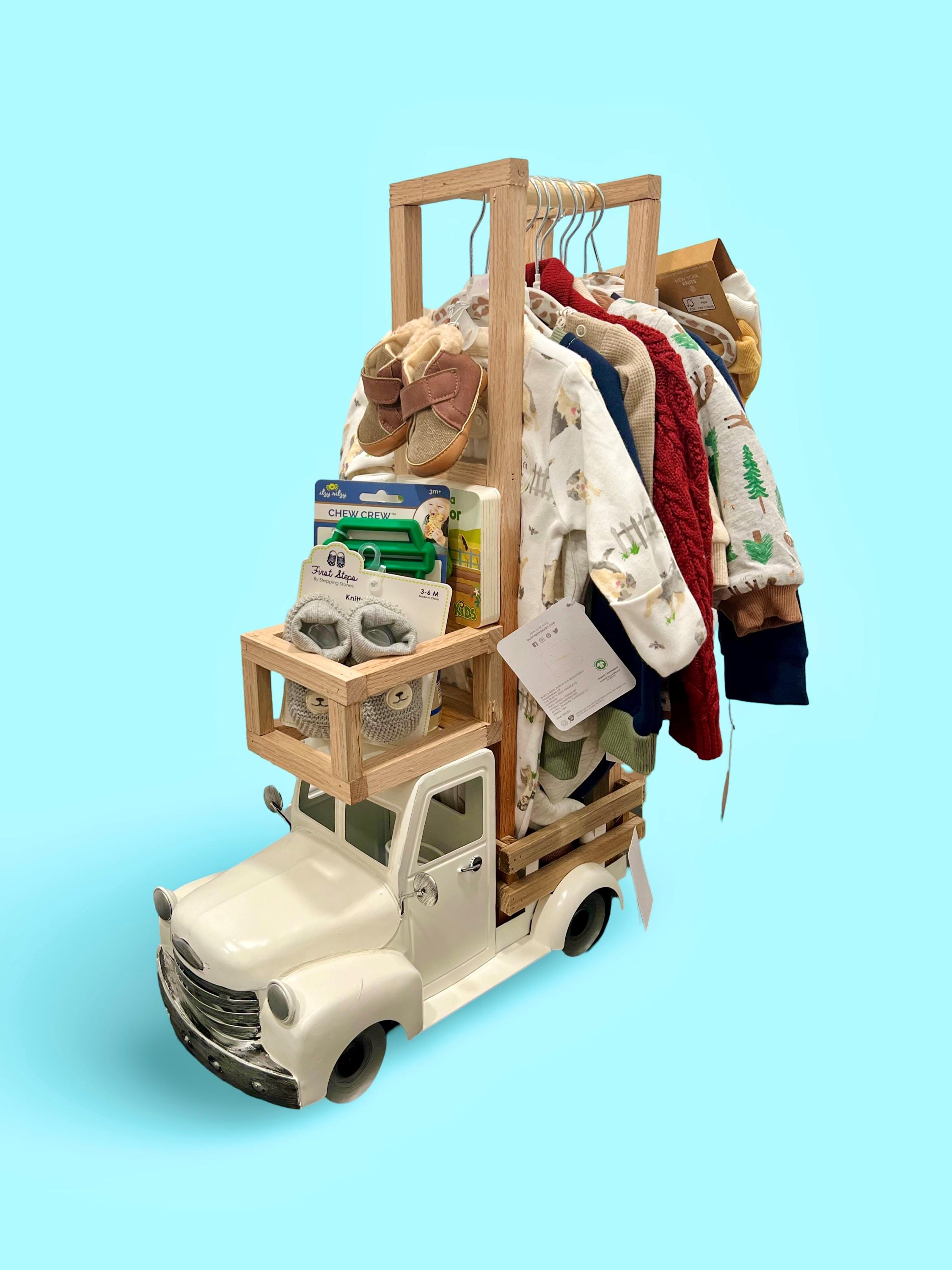 Metal Truck with Wooden Hanging Rod and Front Box - Baby Shower Gift Idea
