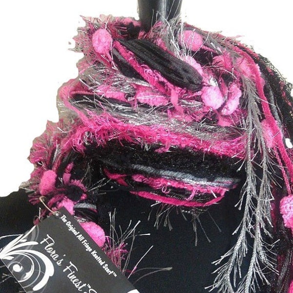 Gift for Sister, Upcycled Yarn Scarf, Scarf Necklace, Fringe Scarf, Womens Knotted Scarves, Fall scarf - Punk Rock