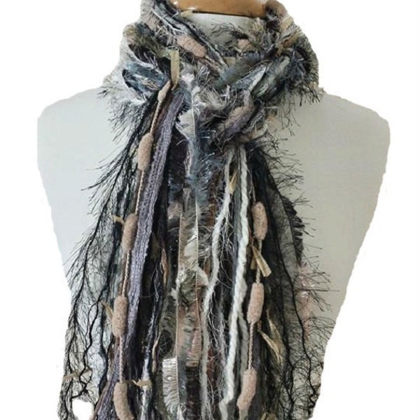 Collier foulard BEST-SELLER, foulard à franges, foulard en fil recyclé - Safari Escape - Foulard noué Tous les foulards à franges Foulard femme