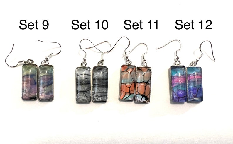 One of a Kind Fluid Art Oorbellen w/ Sterling Silver Posts, Dangle Oorbellen, Cadeau voor mama, cadeau voor zus, cadeau voor vriend, jouw keuze afbeelding 8