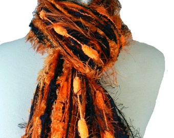 Fringe Scarves Halloween Scarf - Pumpkin Patch - Shades of Orange and Black