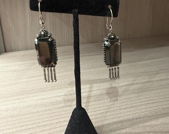Vintage Smoky Topaz Silver Earring