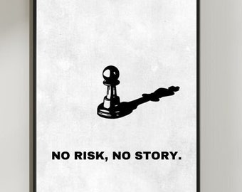No risk no story motivational poster minimalist poster wall art motivational decoration