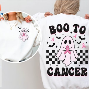 Boo To Cancer Svg, Ghost Breast Cancer Svg, Groovy Breast Cancer Awareness Svg, Halloween Breast Cancer Svg, Cancer Halloween Gift Shirt