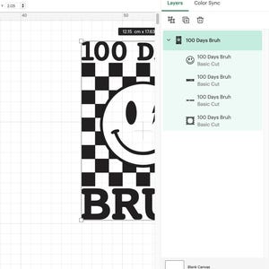 K&ouml;nnte beinhalten: Ein schwarz-wei&szlig; karierter Hintergrund mit einem Smiley und dem Text "100 Days Bruh".