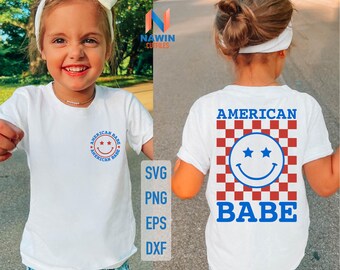 American Babe 4th of July SVG - Kids Shirt Design (Digital Download)