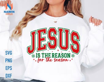Jesus Is The Reason For The Season SVG: Retro Christian Christmas (Digital Download)