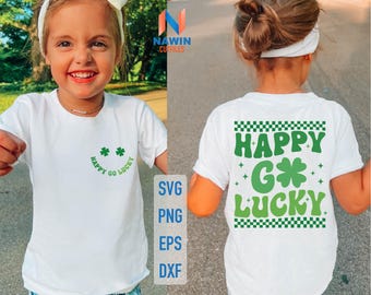 Retro St Patrick's Day Kleeblatt SVG: Happy Go Lucky Shirt (Digitaler Download)