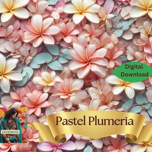 Padrão 3D Pastel Plumeria Tropical Floral | Design de alta resolução de 300 DPI para itens de bebê, chás de bebê, casamento, tecido e muito mais