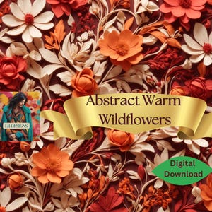 Padrão de outono 3D com tema floral laranja artesanal | Design inspirado no outono de alta resolução de 300 DPI para vestuário, impressão, artesanato e muito mais