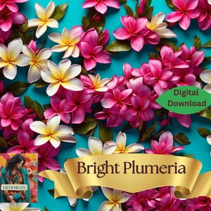 Padrão floral tropical vibrante 3D Plumeria | Design digital de alta resolução de 300 DPI para cartões, tecidos, impressão, scrapbooking e muito mais