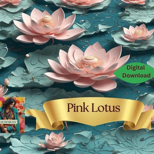 3D-patroon elegante roze lotusbloemen waterlelie | 300 dpi hoge resolutie | Briefpapier, stof, print, ambachten en meer