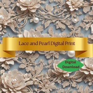3D Muster Elegante Spitze & Perlenstickerei | 300 DPI Hohe Auflösung 6400x6400 Design Hochzeitseinladungen, Baby, Druck, Stoff Mehr