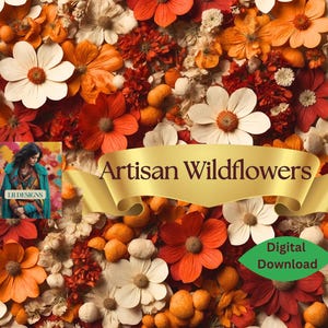 Padrão de Outono 3D Laranja Artesanal Wildflower | Design Digital de Alta Resolução de 300 DPI para Vestuário, Papelaria, Artesanato, Impressão e muito mais
