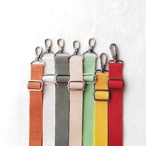 Adjustable Crossbody Purse Strap - 1.2" Cotton Replacement - Plain Colors