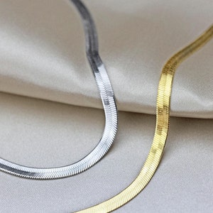 Herringbone Necklace in Sterling Silver or Gold  Layering Necklace, Statement Piece, Herringbone Chain, Choker necklace
