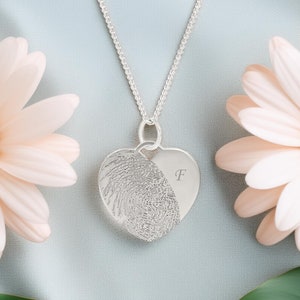 Collier empreinte digitale en forme de coeur - Bijoux commémoratifs personnalisés et cadeau personnalisé pour elle