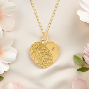Personalized Heart Fingerprint Necklace - Memorial Jewelry in 18K Gold, 14K Gold, 9K Gold and Silver
