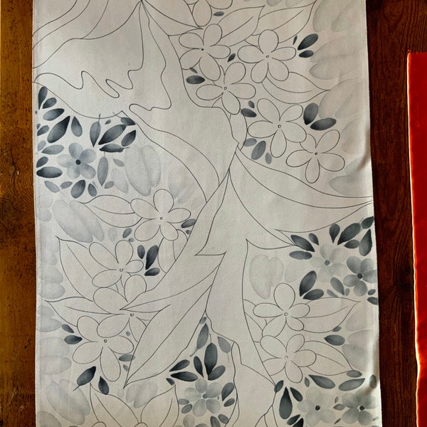 1960s silk fabric, bolt, 38 feet, Mod flower design