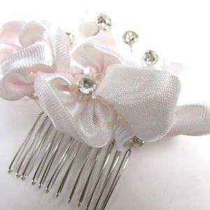 Small Blush Pink and Clear Rhinestone Crystal and Silver Bridal Hair Comb Accessory