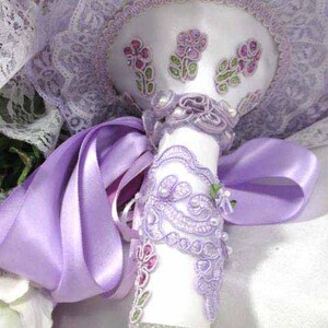 Radiant Orchid Purple, Violet, Lavender, Burgundy and White Cascading Bridal Brooch Bouquet Ready to Ship image 8
