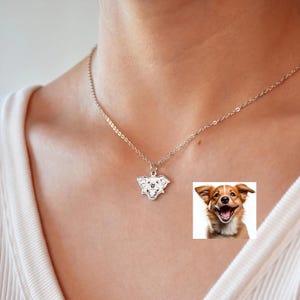 Custom Pet Photo Necklace, Pet Portrait Necklace, Engraved Dog/Cat Picture Necklace, Gifts for Pet Lovers, Pet Memorial Gift, Gift for Her