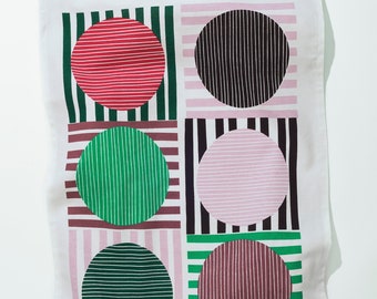 Dice Tea Towel • moderne milieu du siècle mod rose vert design hôtesse cadeau de fête des mères pour les cuisiniers coloré torchon coton cuisine