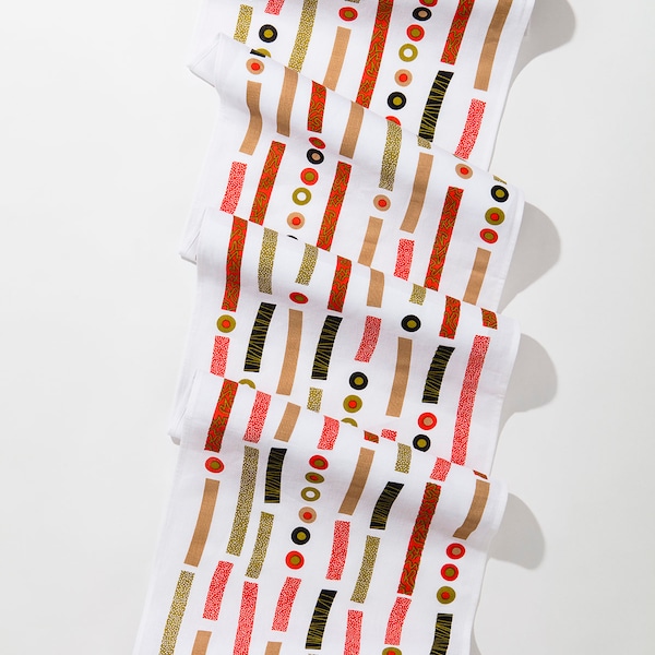 Morse Code Linen Mid Century Table Runner